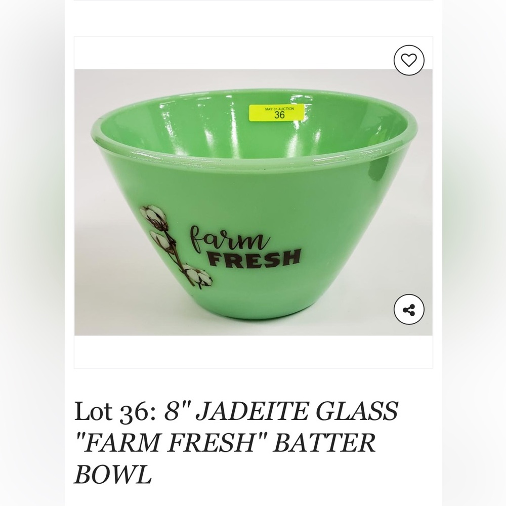 Farm Fresh Jadeite Green Batter Bowl
